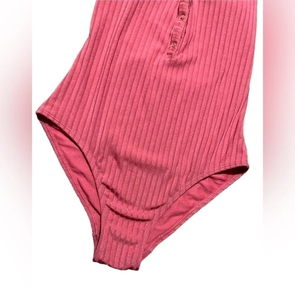 No Boundries Junior Halter One Piece Ribber Swimsuit Low Cut Medium Dark Orange